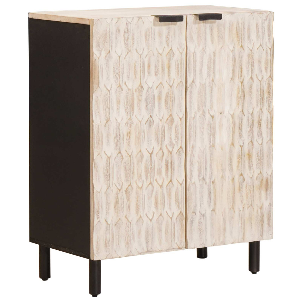 Produktbild för Sideboard Vit Tvätt Finish 60 x 33 x 75 cm Massivt mangoträ