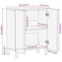 Produktbild för Sideboard Vit Tvätt Finish 60 x 33 x 75 cm Massivt mangoträ