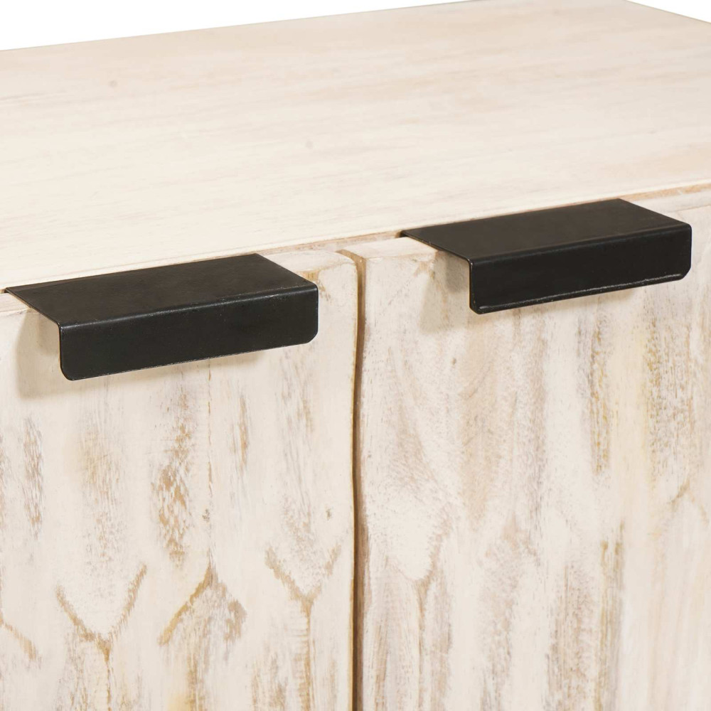 Produktbild för Sideboard Vit Tvätt Finish 60 x 33 x 75 cm Massivt mangoträ