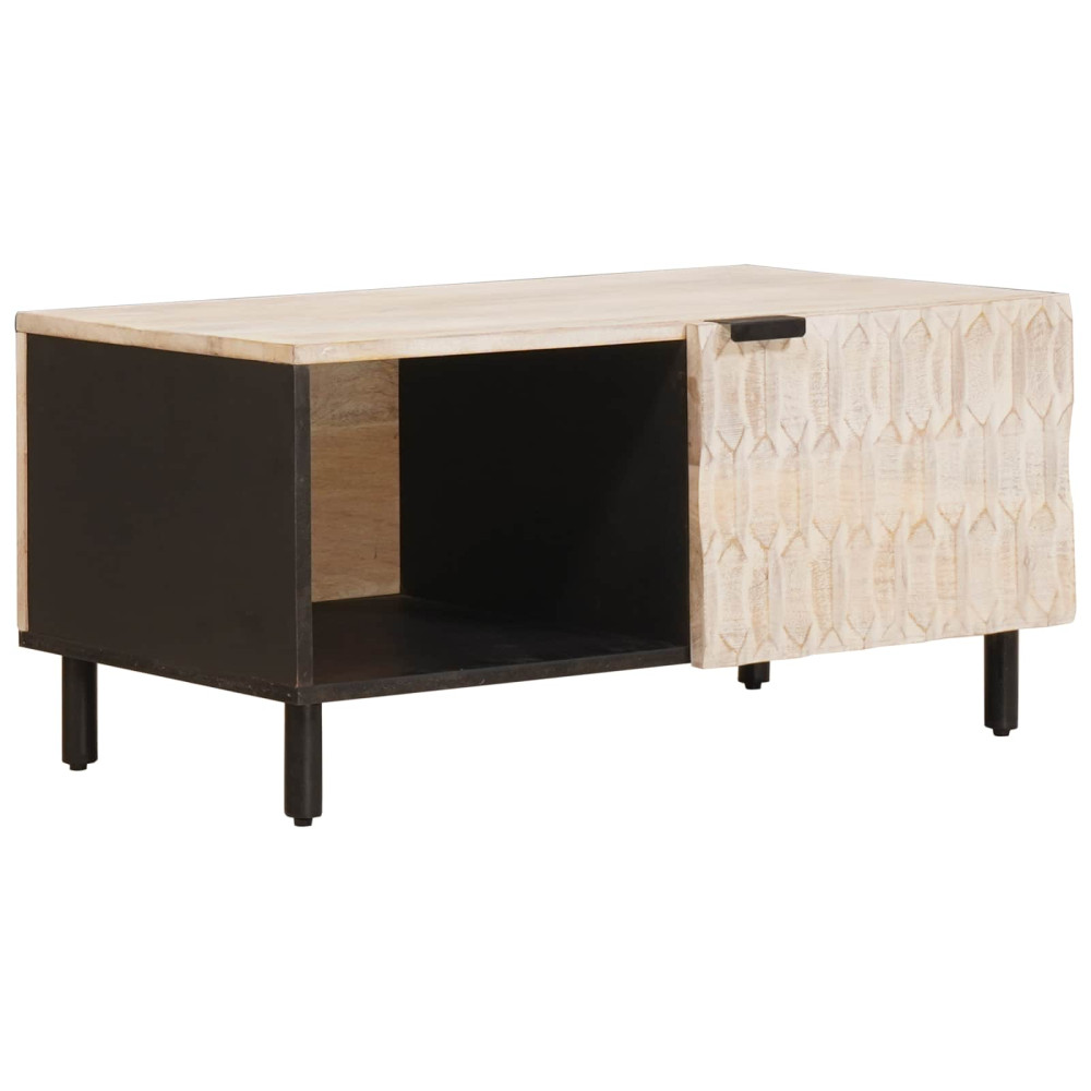 Produktbild för Kaffeebord Vit 80 x 50 x 40 cm Massivt mangoträ