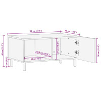 Produktbild för Kaffeebord Vit 80 x 50 x 40 cm Massivt mangoträ