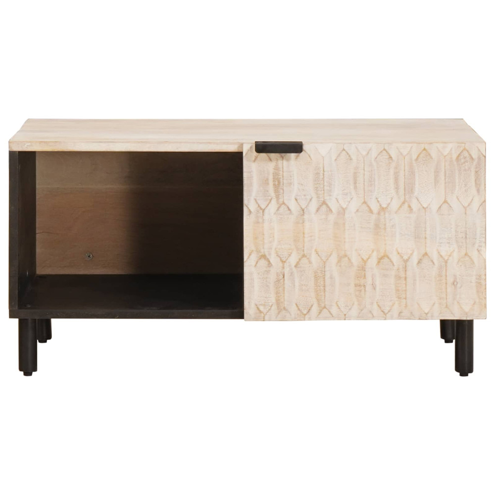 Produktbild för Kaffeebord Vit 80 x 50 x 40 cm Massivt mangoträ
