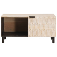 Produktbild för Kaffeebord Vit 80 x 50 x 40 cm Massivt mangoträ