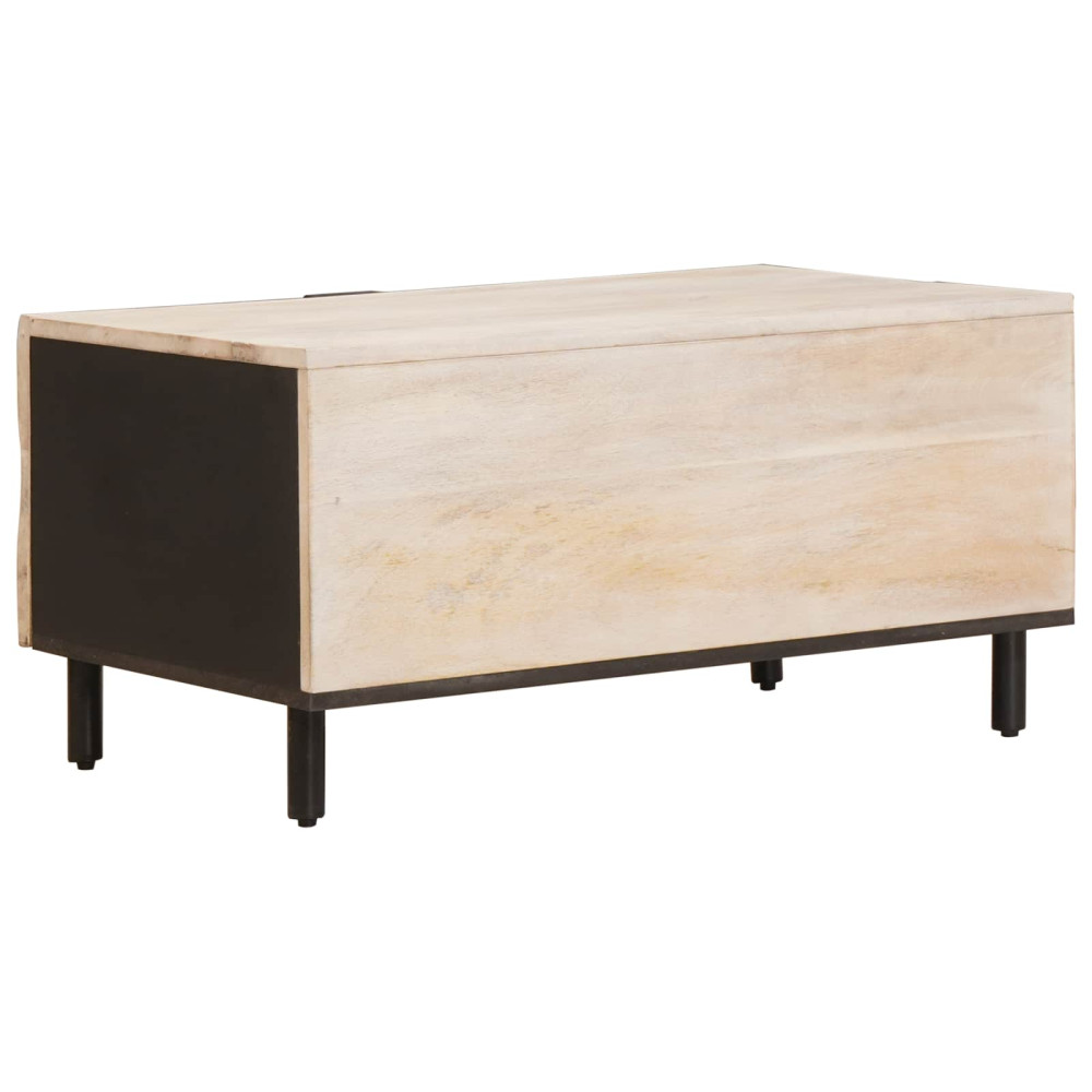 Produktbild för Kaffeebord Vit 80 x 50 x 40 cm Massivt mangoträ