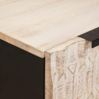 Produktbild för Kaffeebord Vit 80 x 50 x 40 cm Massivt mangoträ