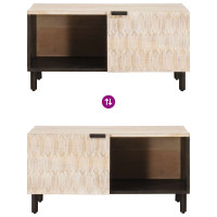 Produktbild för Kaffeebord Vit 80 x 50 x 40 cm Massivt mangoträ