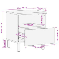 Produktbild för Nattduksbord med låda Vit 40 x 33 x 46 cm Massivt mangoträ