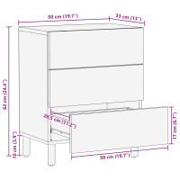 Produktbild för Nattduksbord med låda Vit 50 x 33 x 62 cm Massivt mangoträ