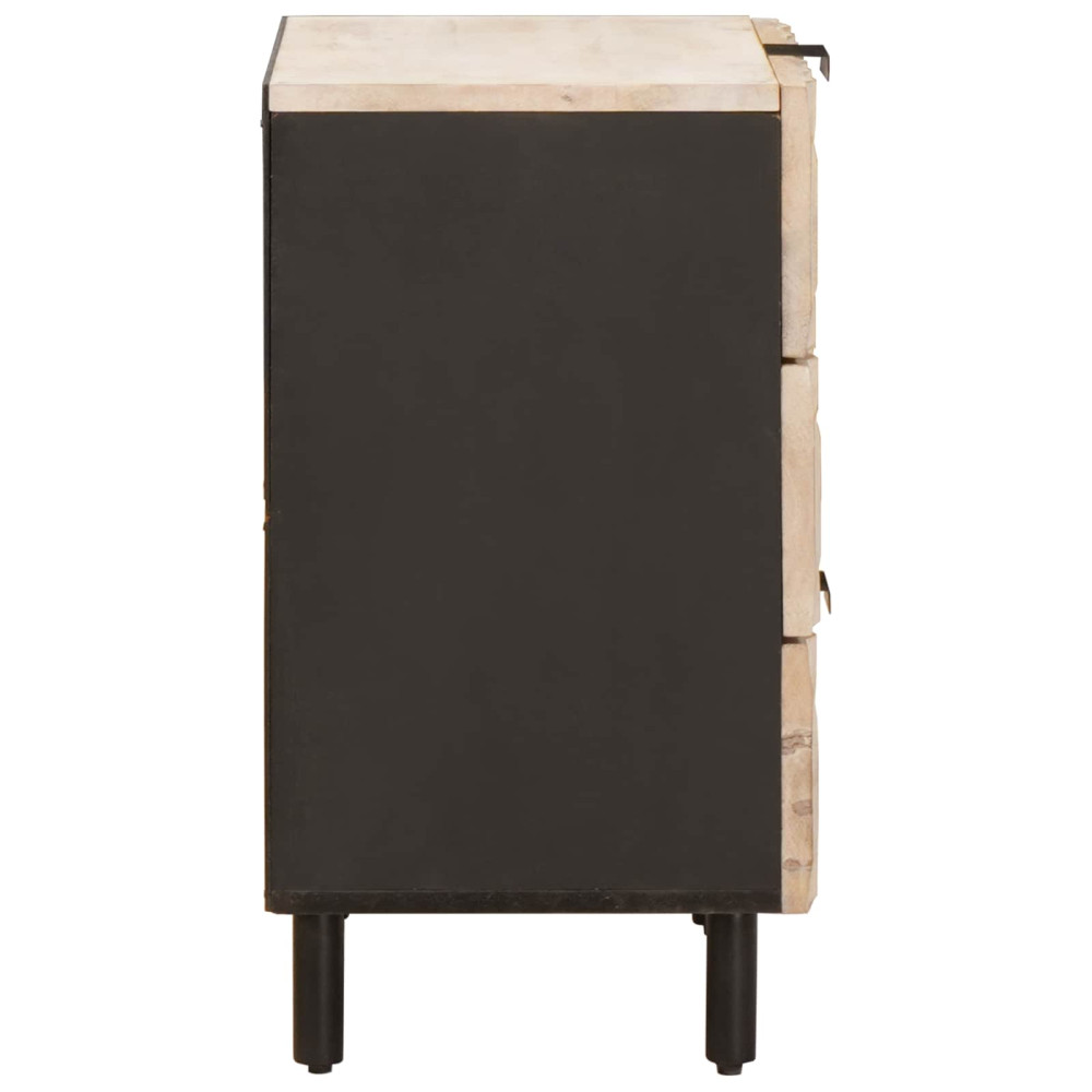 Produktbild för Nattduksbord med låda Vit 50 x 33 x 62 cm Massivt mangoträ