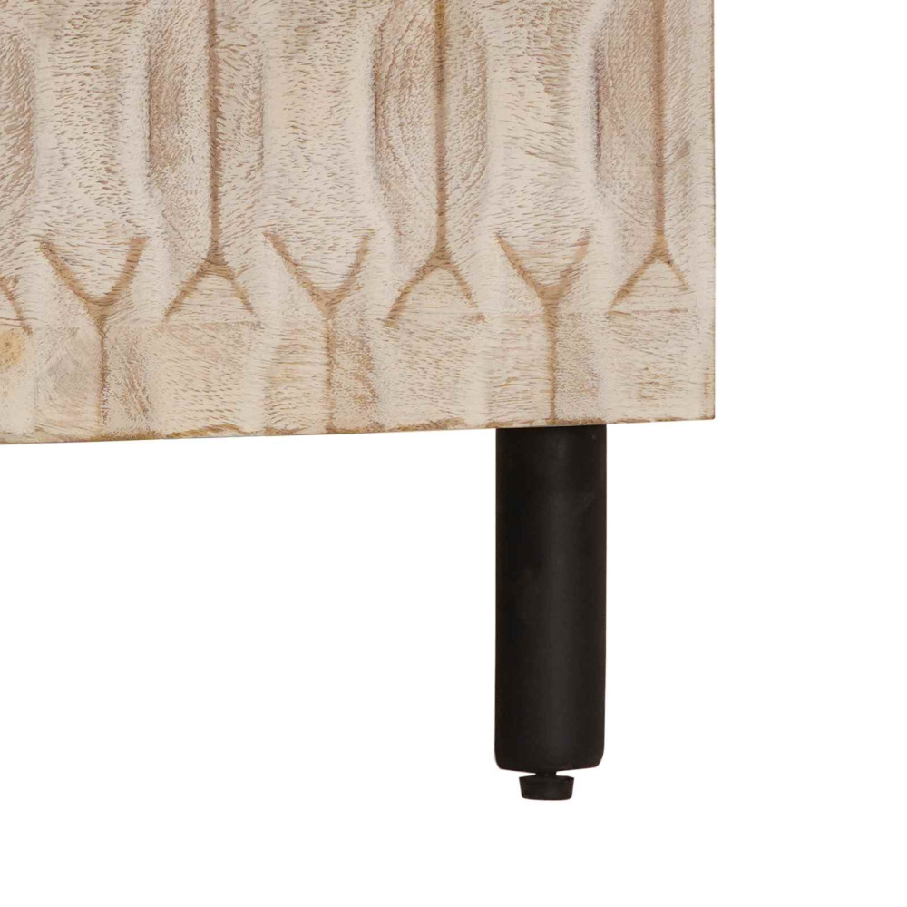 Produktbild för Nattduksbord med låda Vit 50 x 33 x 62 cm Massivt mangoträ