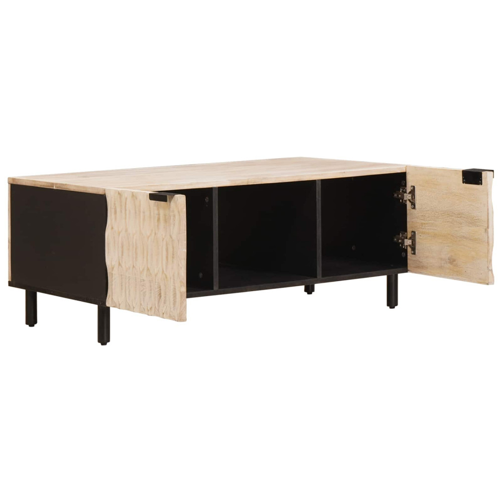 Produktbild för Kaffeebord Vit 100 x 54 x 40 cm Massivt mangoträ