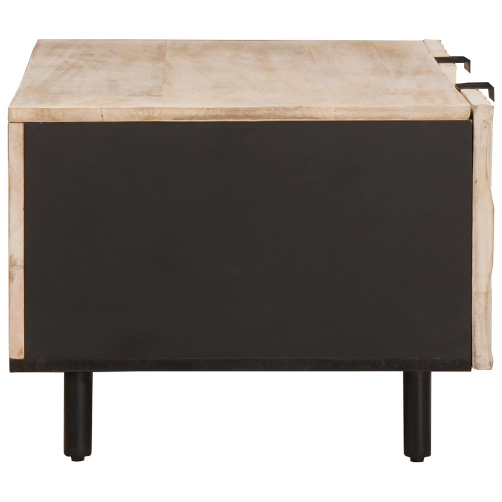 Produktbild för Kaffeebord Vit 100 x 54 x 40 cm Massivt mangoträ