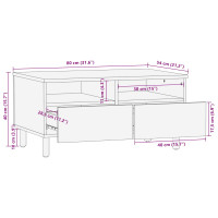 Produktbild för Kaffeebord med låda Vit 80 x 54 x 40 cm Massivt mangoträ