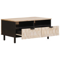 Produktbild för Kaffeebord med låda Vit 80 x 54 x 40 cm Massivt mangoträ