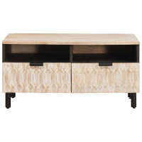 Produktbild för Kaffeebord med låda Vit 80 x 54 x 40 cm Massivt mangoträ