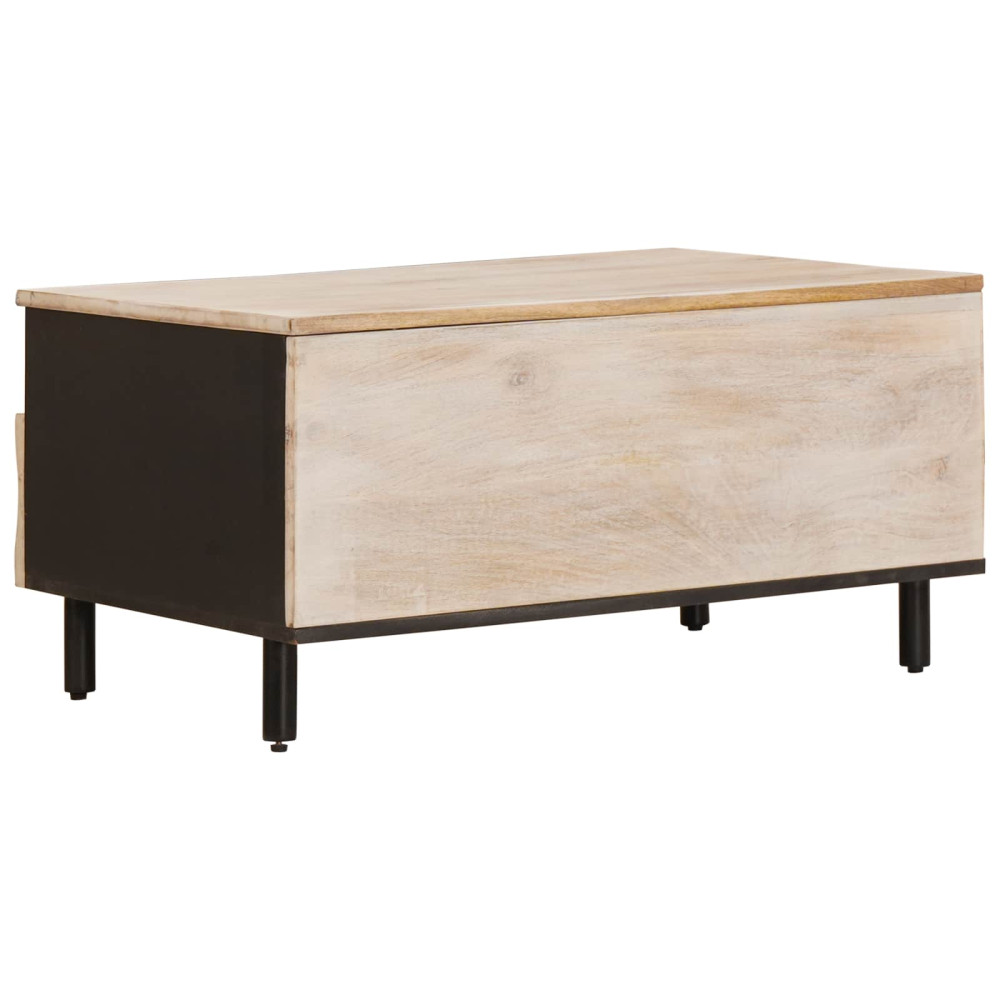 Produktbild för Kaffeebord med låda Vit 80 x 54 x 40 cm Massivt mangoträ