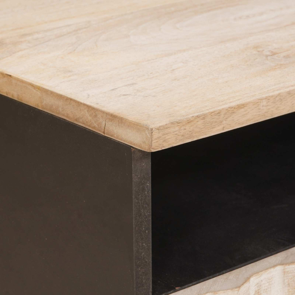 Produktbild för Kaffeebord med låda Vit 80 x 54 x 40 cm Massivt mangoträ
