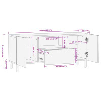 Produktbild för TV-skåp Vit Tvätt Finish 105 x 33 x 46 cm Massivt mangoträ