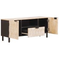 Produktbild för TV-skåp Vit Tvätt Finish 105 x 33 x 46 cm Massivt mangoträ