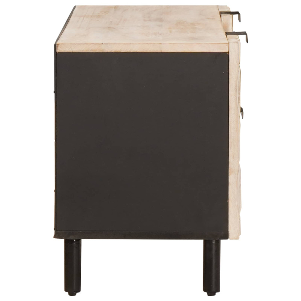 Produktbild för TV-skåp Vit Tvätt Finish 105 x 33 x 46 cm Massivt mangoträ