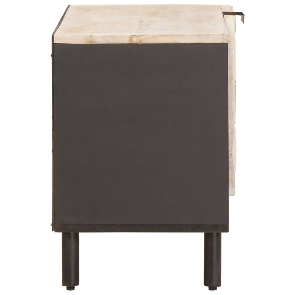 Produktbild för TV-skåp Vit Tvätt Finish 80 x 33 x 46 cm Massivt mangoträ