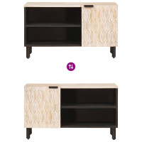Produktbild för TV-skåp Vit Tvätt Finish 80 x 33 x 46 cm Massivt mangoträ