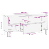 Produktbild för TV-skåp Vit Tvätt Finish 100 x 33 x 46 cm Massivt mangoträ