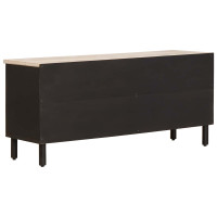 Produktbild för TV-skåp Vit Tvätt Finish 100 x 33 x 46 cm Massivt mangoträ