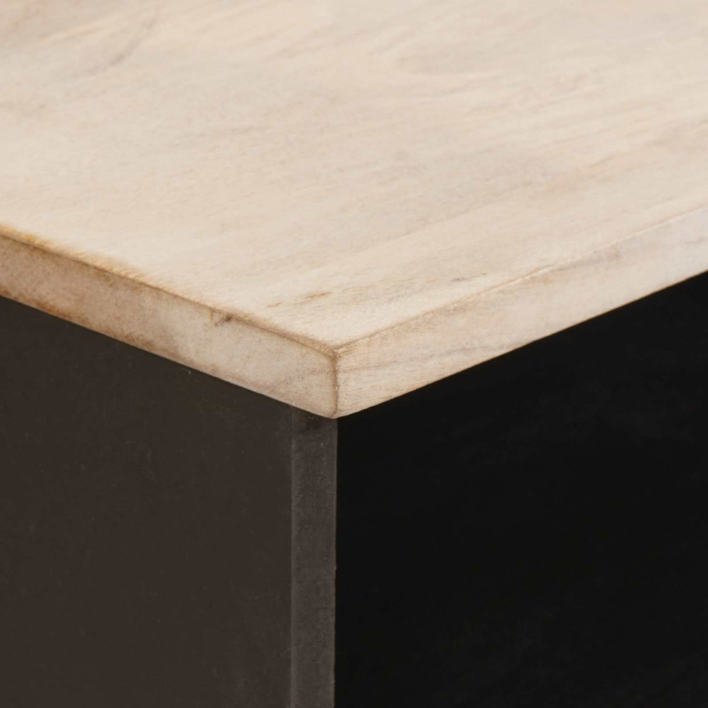 Produktbild för TV-skåp Vit Tvätt Finish 100 x 33 x 46 cm Massivt mangoträ