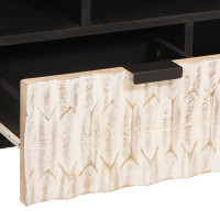 Produktbild för TV-skåp Vit Tvätt Finish 100 x 33 x 46 cm Massivt mangoträ