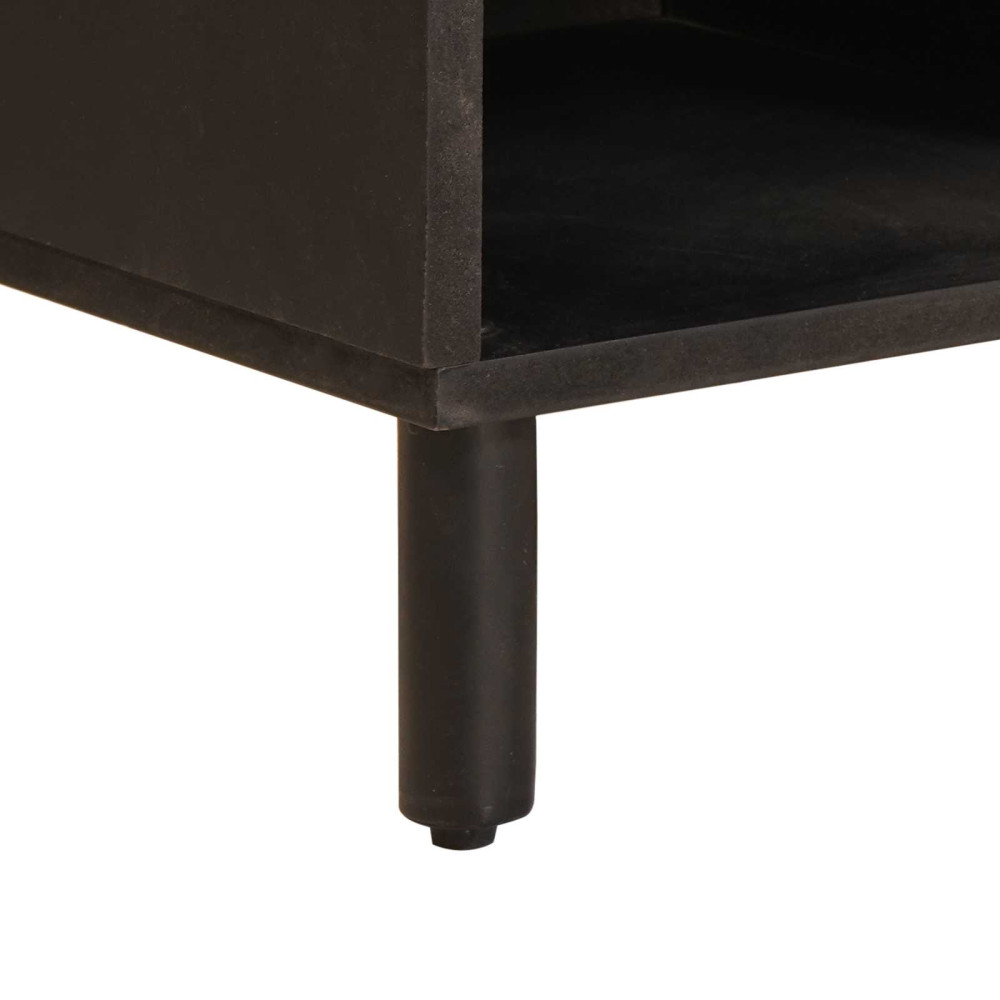 Produktbild för TV-skåp Vit Tvätt Finish 100 x 33 x 46 cm Massivt mangoträ