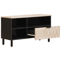 Produktbild för TV-skåp Vit Tvätt Finish 80 x 33 x 46 cm Massivt mangoträ