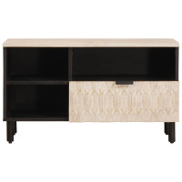 Produktbild för TV-skåp Vit Tvätt Finish 80 x 33 x 46 cm Massivt mangoträ