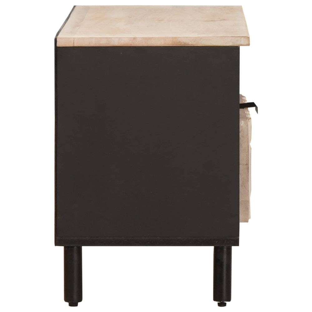 Produktbild för TV-skåp Vit Tvätt Finish 80 x 33 x 46 cm Massivt mangoträ