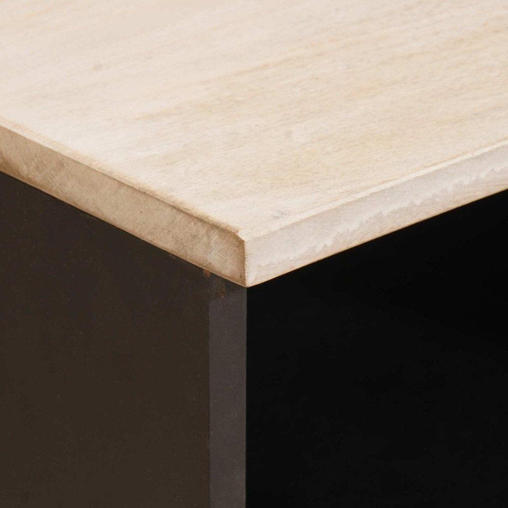 Produktbild för TV-skåp Vit Tvätt Finish 80 x 33 x 46 cm Massivt mangoträ