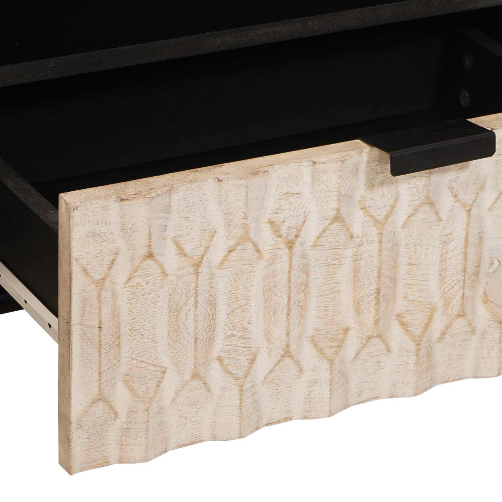 Produktbild för TV-skåp Vit Tvätt Finish 80 x 33 x 46 cm Massivt mangoträ