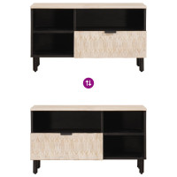 Produktbild för TV-skåp Vit Tvätt Finish 80 x 33 x 46 cm Massivt mangoträ