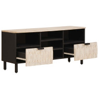 Produktbild för TV-skåp Vit Tvätt Finish 100 x 33 x 46 cm Massivt mangoträ