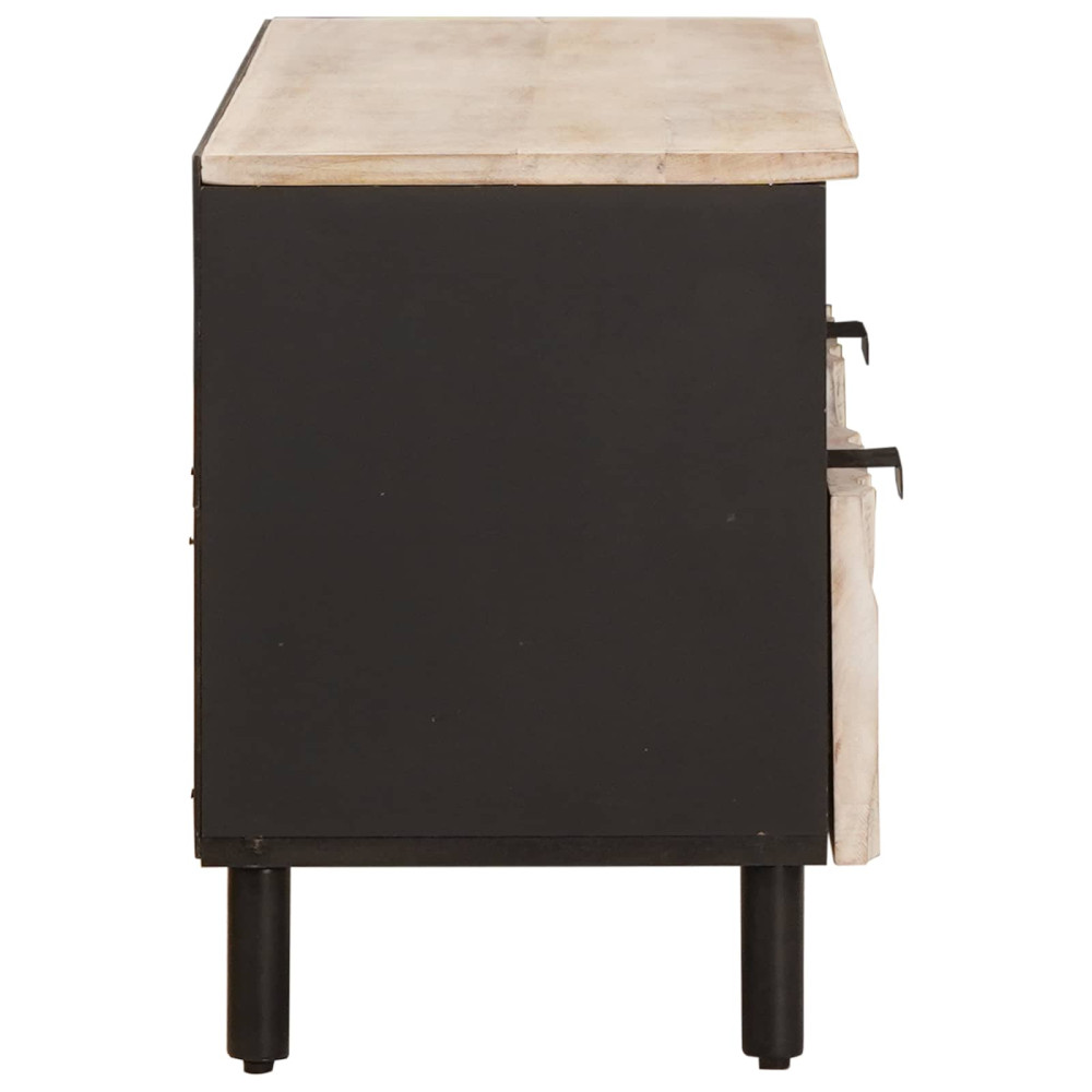 Produktbild för TV-skåp Vit Tvätt Finish 100 x 33 x 46 cm Massivt mangoträ
