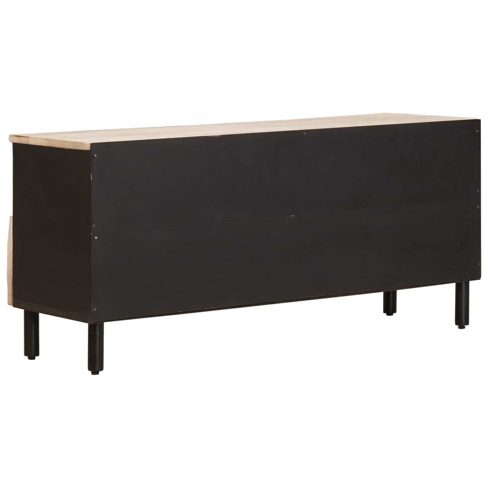 Produktbild för TV-skåp Vit Tvätt Finish 100 x 33 x 46 cm Massivt mangoträ