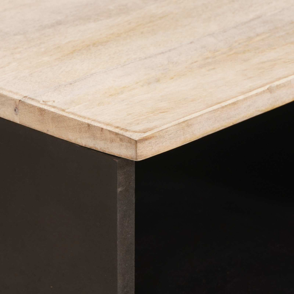 Produktbild för TV-skåp Vit Tvätt Finish 100 x 33 x 46 cm Massivt mangoträ