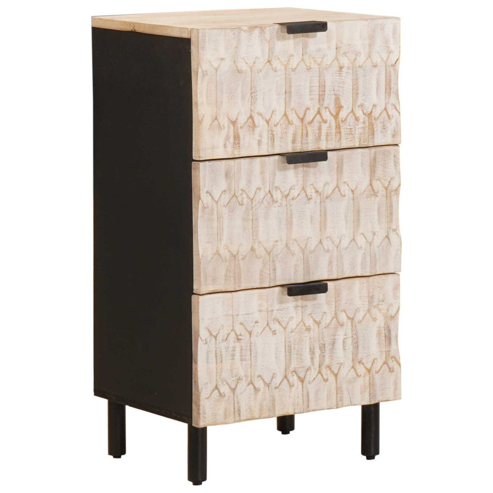 Produktbild för Sideboard Vit Tvätt Finish 40 x 33 x 75 cm Massivt mangoträ