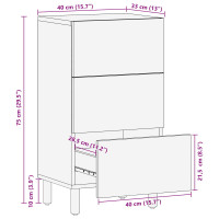 Produktbild för Sideboard Vit Tvätt Finish 40 x 33 x 75 cm Massivt mangoträ
