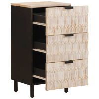 Produktbild för Sideboard Vit Tvätt Finish 40 x 33 x 75 cm Massivt mangoträ