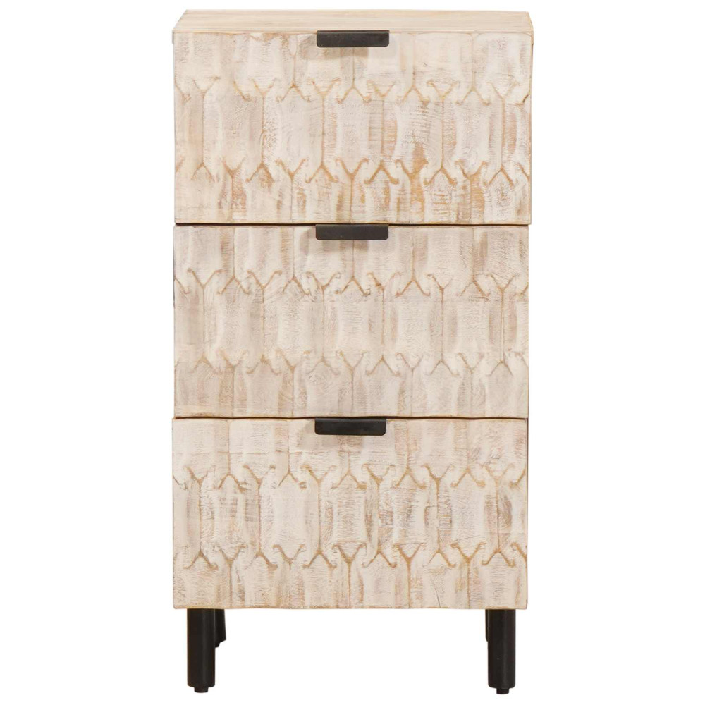 Produktbild för Sideboard Vit Tvätt Finish 40 x 33 x 75 cm Massivt mangoträ