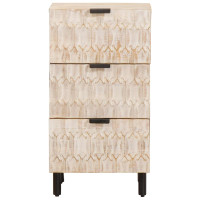 Produktbild för Sideboard Vit Tvätt Finish 40 x 33 x 75 cm Massivt mangoträ
