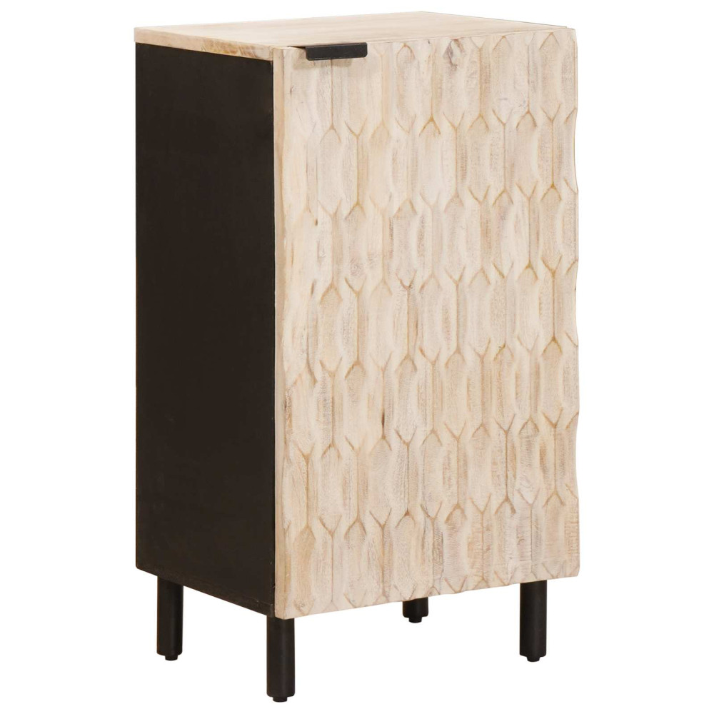 Produktbild för Sideboard Vit Tvätt Finish 40 x 33 x 75 cm Massivt mangoträ