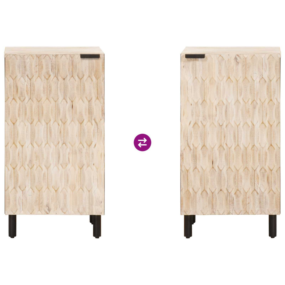 Produktbild för Sideboard Vit Tvätt Finish 40 x 33 x 75 cm Massivt mangoträ