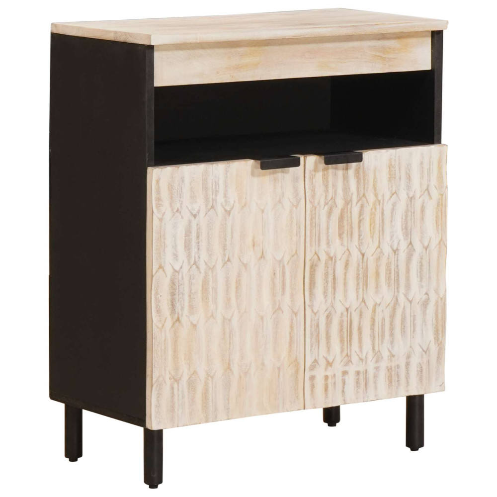 Produktbild för Sideboard Vit Tvätt Finish 60 x 33 x 75 cm Massivt mangoträ