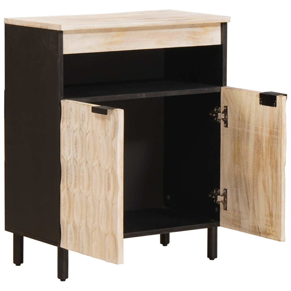Produktbild för Sideboard Vit Tvätt Finish 60 x 33 x 75 cm Massivt mangoträ